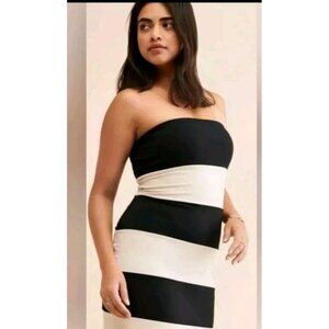 Susana Monaco Dress Striped Strapless Jersey Tube Midi Size Med Stretchy NWT